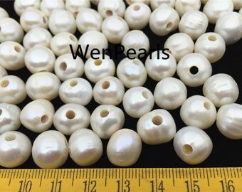 AA 12-13mm Big white potato freshwater pearls,large hole pearl beads,big hole pearls, pearls for leather,WenPearls's Pearls,CR12-2A-3