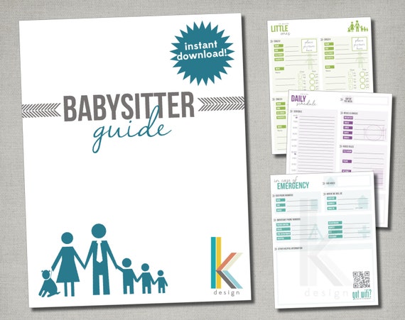 Printable Babysitter Guide Instant Digital by thekreationsbykristy