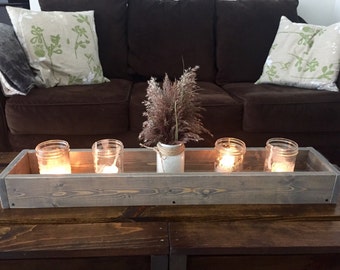 Large wood box, Wood box centerpiece, Rustic centerpiece 35", Table centerpiece, Mantle decor, Wedding decoration, Table decor