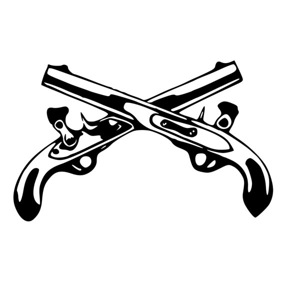 Crossed Flintlock Dueling Pistols Die-Cut Decal Car Window