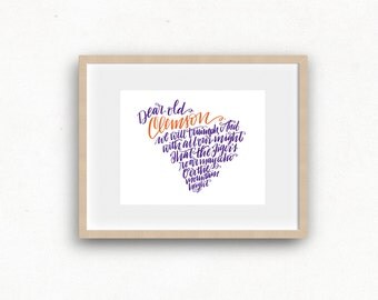 Clemson University Alma Mater Hand Lettered Print