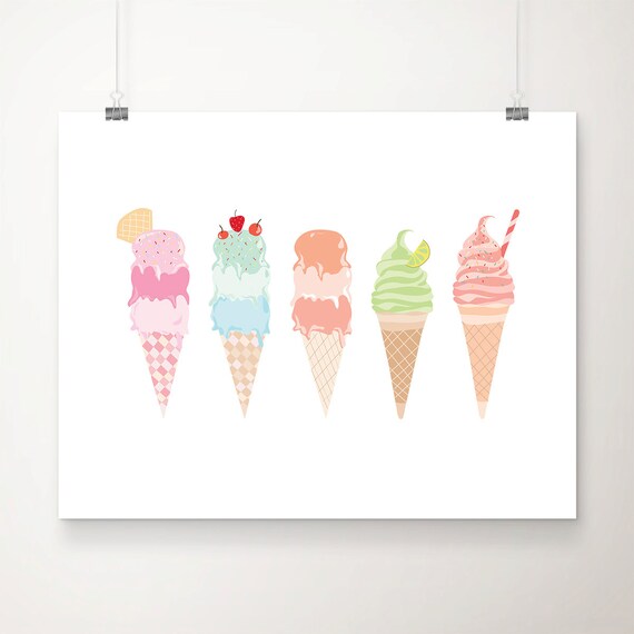 Ice Cream Art Print Wall Art Office Decor Home by DCAStudio