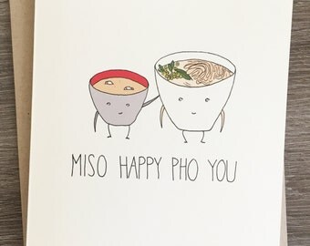 Miso Happy Pho You - Congratulations Card - Funny Congratulations - Miso - Pho