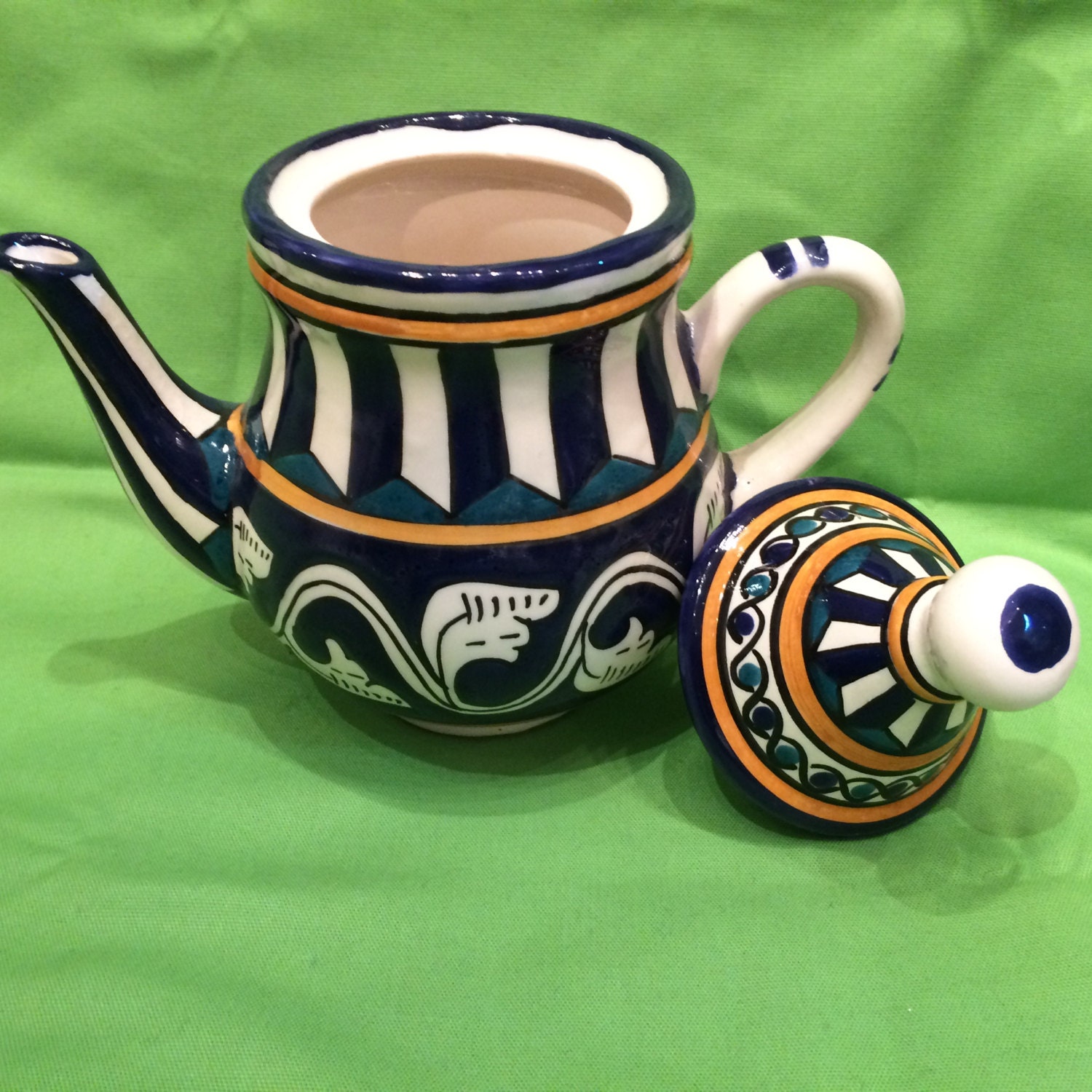 Handmade and hand painted tea kettle by Tajeen on Etsy