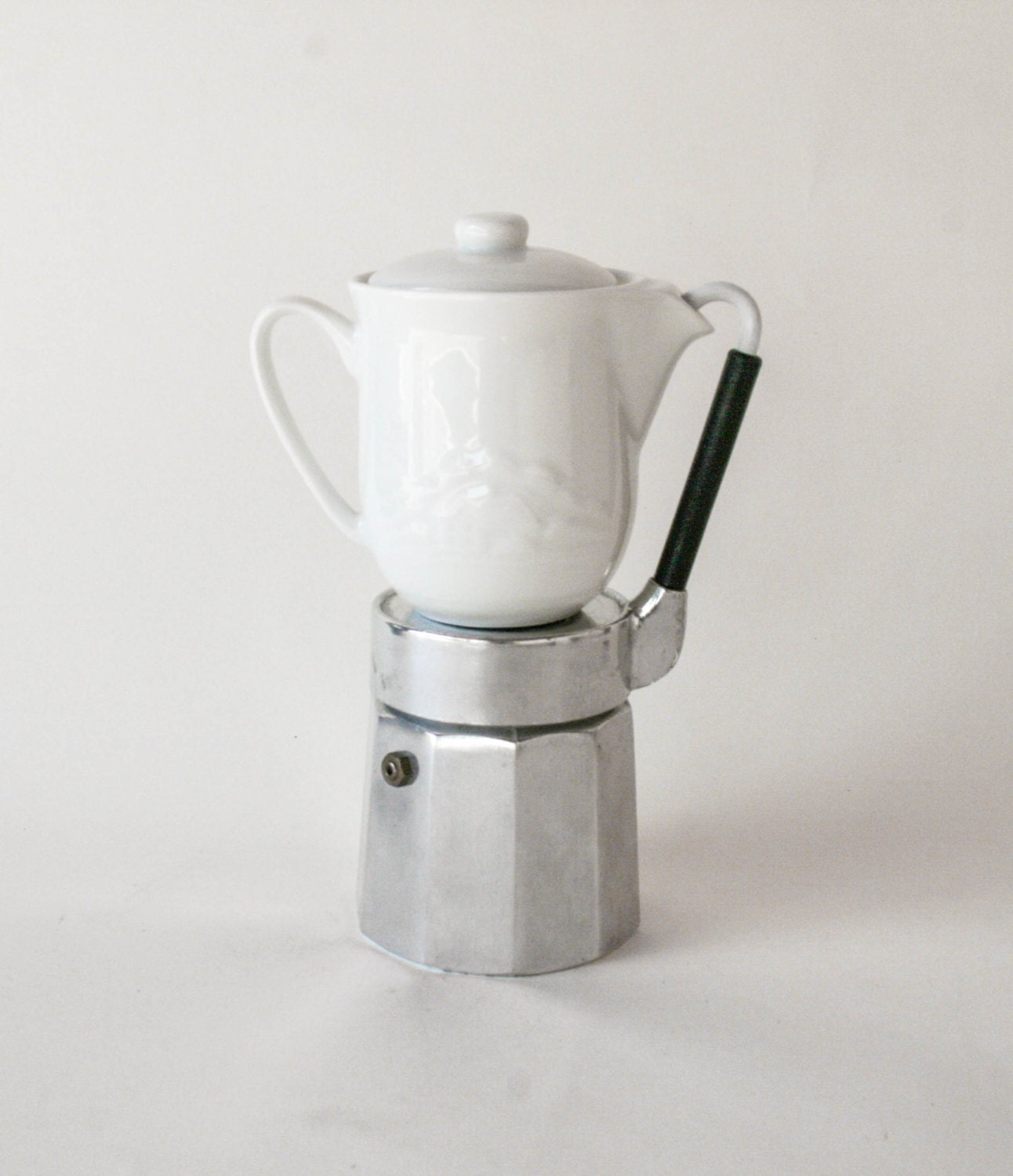 Vintage Italian Stovetop Coffee Maker OMG Bialetti White