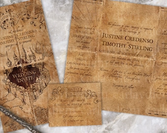 Harry Potter Marauder's Map Inspired Printable Digital Wedding (Party or Event) Invitation/Invite