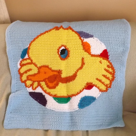 Items similar to Rubber Ducky crochet baby blanket on Etsy