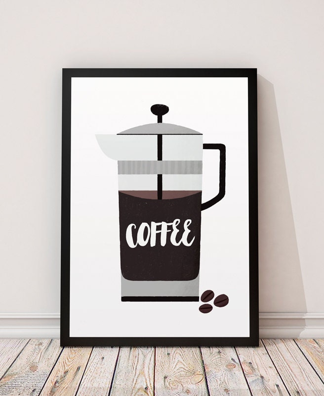 Coffee print Coffee pot art Kitchen art print by ShopTempsModernes