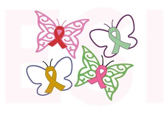 Download Butterfly Awareness ribbon SVG DXF EPS cutting files for