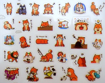 Super kawaii Shiba Inu stickers - cute dog stickers - Japanese stickers - small puppy stickers - planner stickers - little dog face stickers