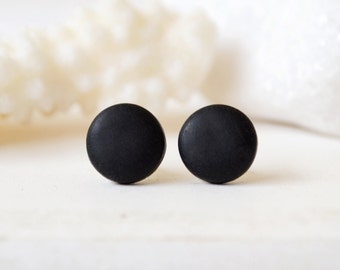 Black studs, matte black earrings, earrings for men, unisex, matte black studs, round studs, black stud earrings, mens earrings, mens studs