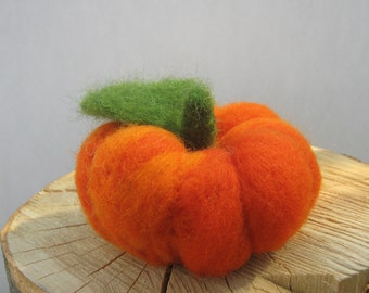 Large Orange Felt Pumpkin - Thanksgiving, Halloween