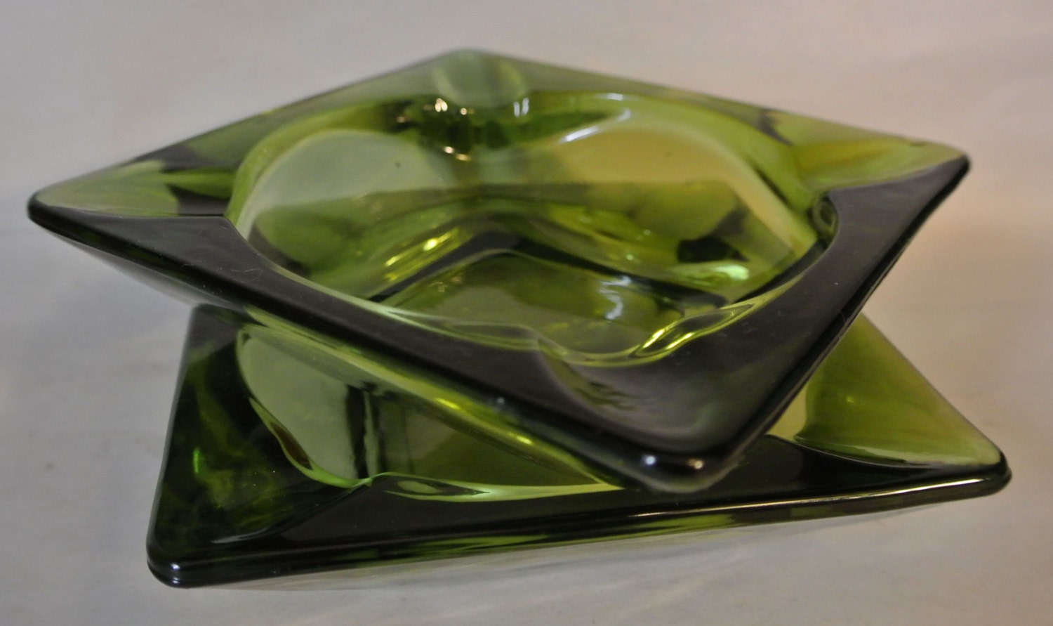 Vintage Green Ashtrays Green Glass by DomesticTitanVintage on Etsy