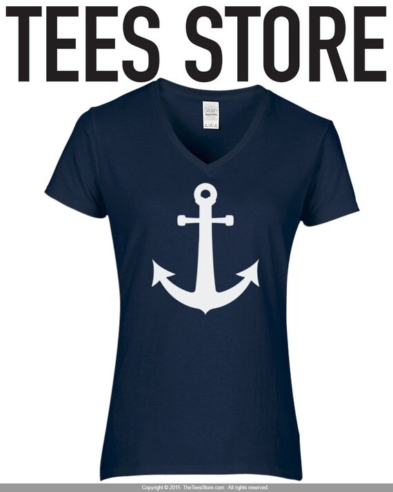 Anchor Shirt / Women's Cruise Shirt / Boating Vneck by TeesStore