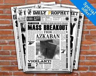 PRINTABLE Daily Prophet Covers - Harry Potter Newspaper Fourth Pack