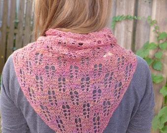 Pink Leaf - Silk and Alpaca Lace Shawl