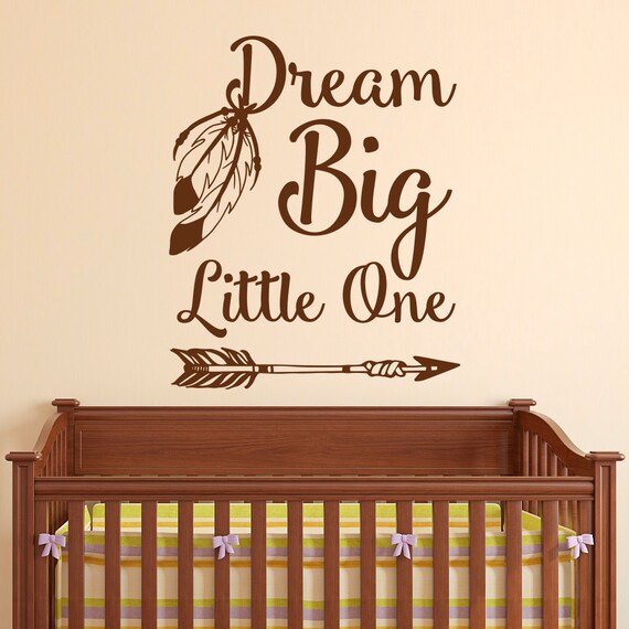 Dream Big Little One Nursery Wall Decal Quote by FabWallDecals