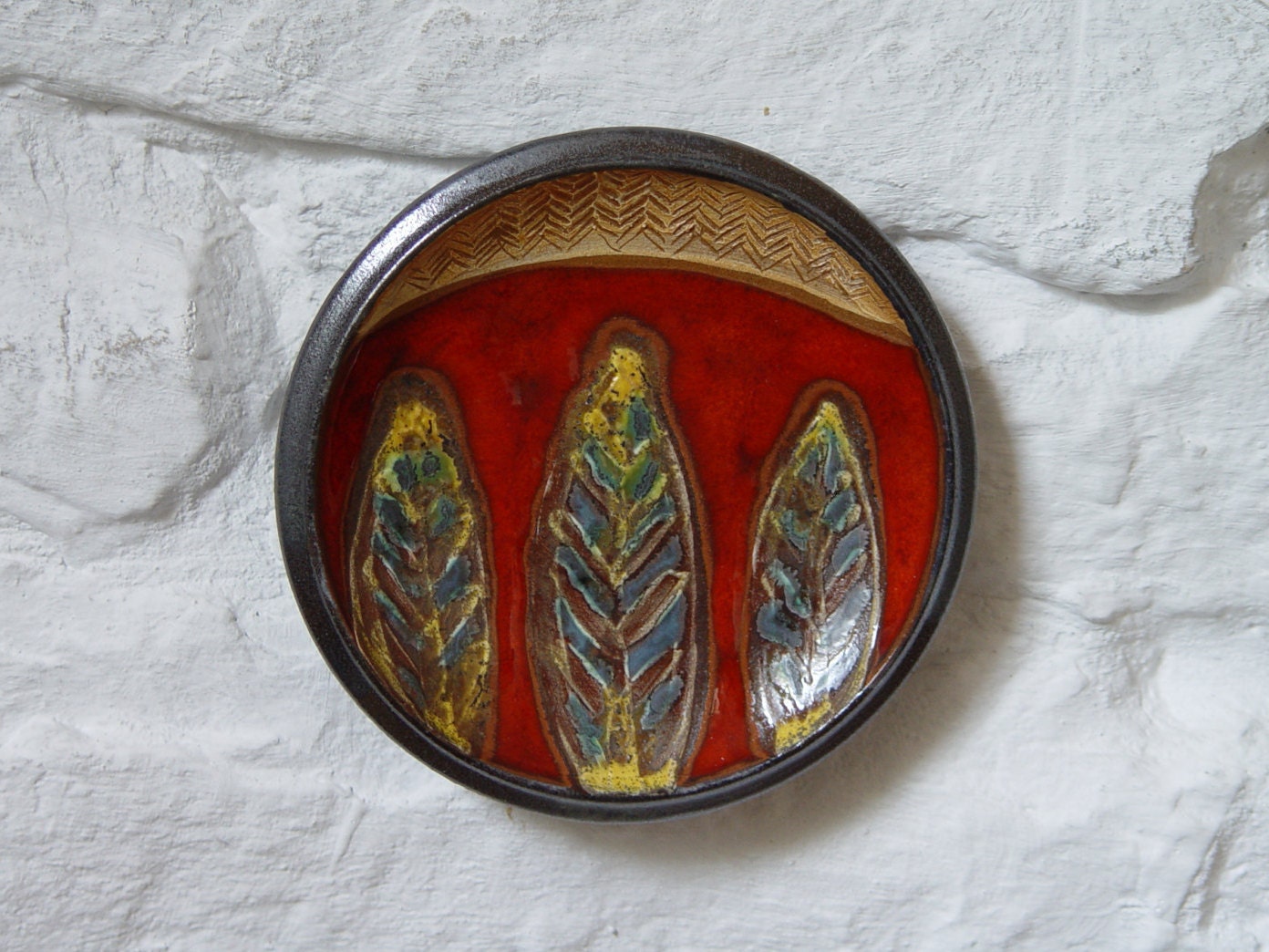 Red Pottery Plate Kitchen Wall Decor Small Ceramic Plate