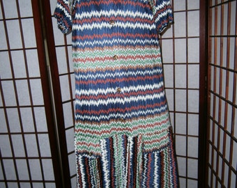 Women's Dress - Chevron Print - 1970's