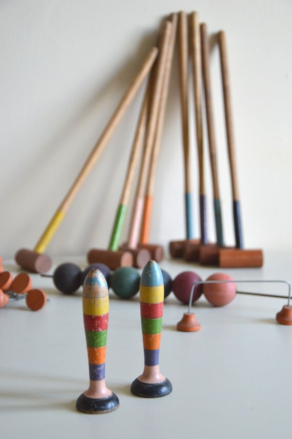 Miniature French Croquet Set Tabletop French Croquet Game