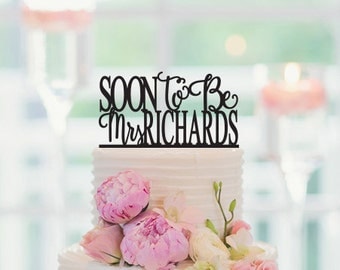 Bridal Shower Cake Topper, Soon To Be Mrs, Custom Last Name, Engagement Cake Topper, Personalized Cake Topper, 004