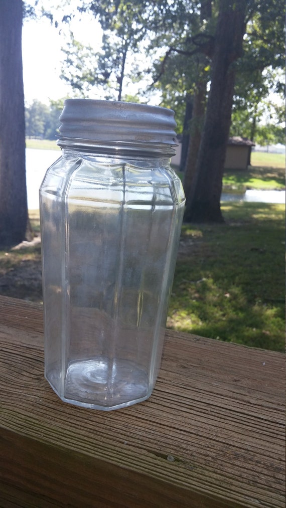 Vintage Hexagon Shaped Clear Glass Jar With Ball Zinc Lid Us