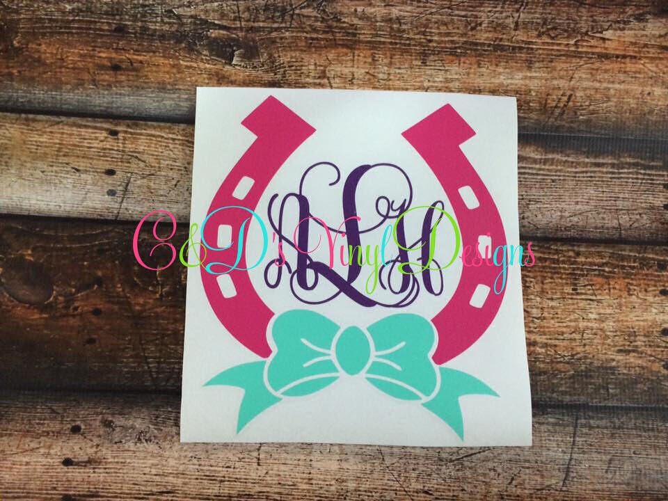 Horseshoe Monogram Decal Horse Monogram Circle Decal