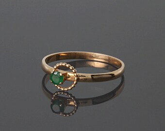 Emerald ring, Gold emerald ring, Solitaire ring, May birthstone, Birthstone ring, Gemstone ring, Green stone ring, Rose gold ring