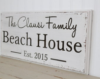 Beach House Custom Carved Last Name Sign Personalized Family Name Sign