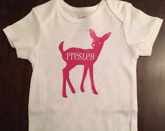 Deer Lil Cutie custom onesie for baby girl long or short sleeve