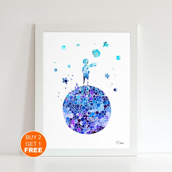 The Little Prince 2 watercolor illustration art print by VividCity