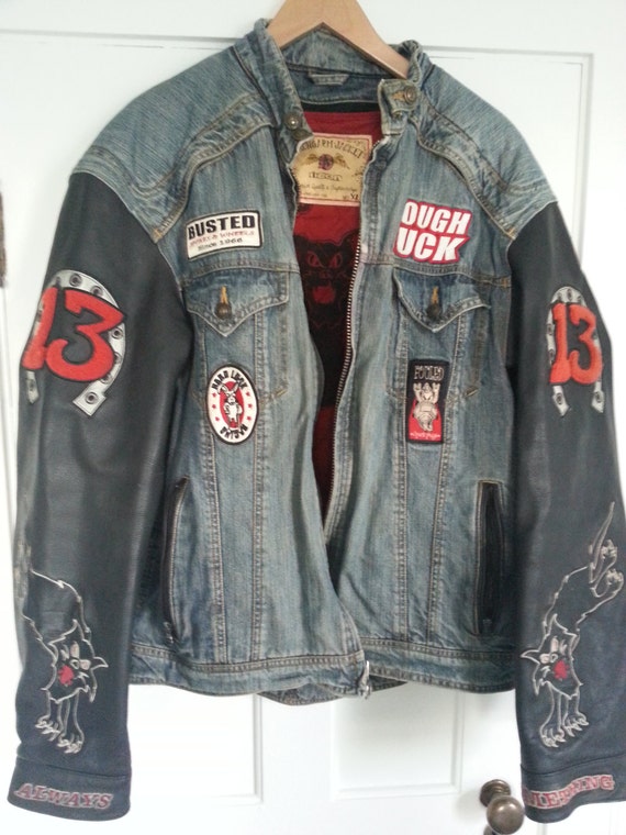 Icon Moto Strongarm Leather Jean Jacket Lucky 13 Tough Luck