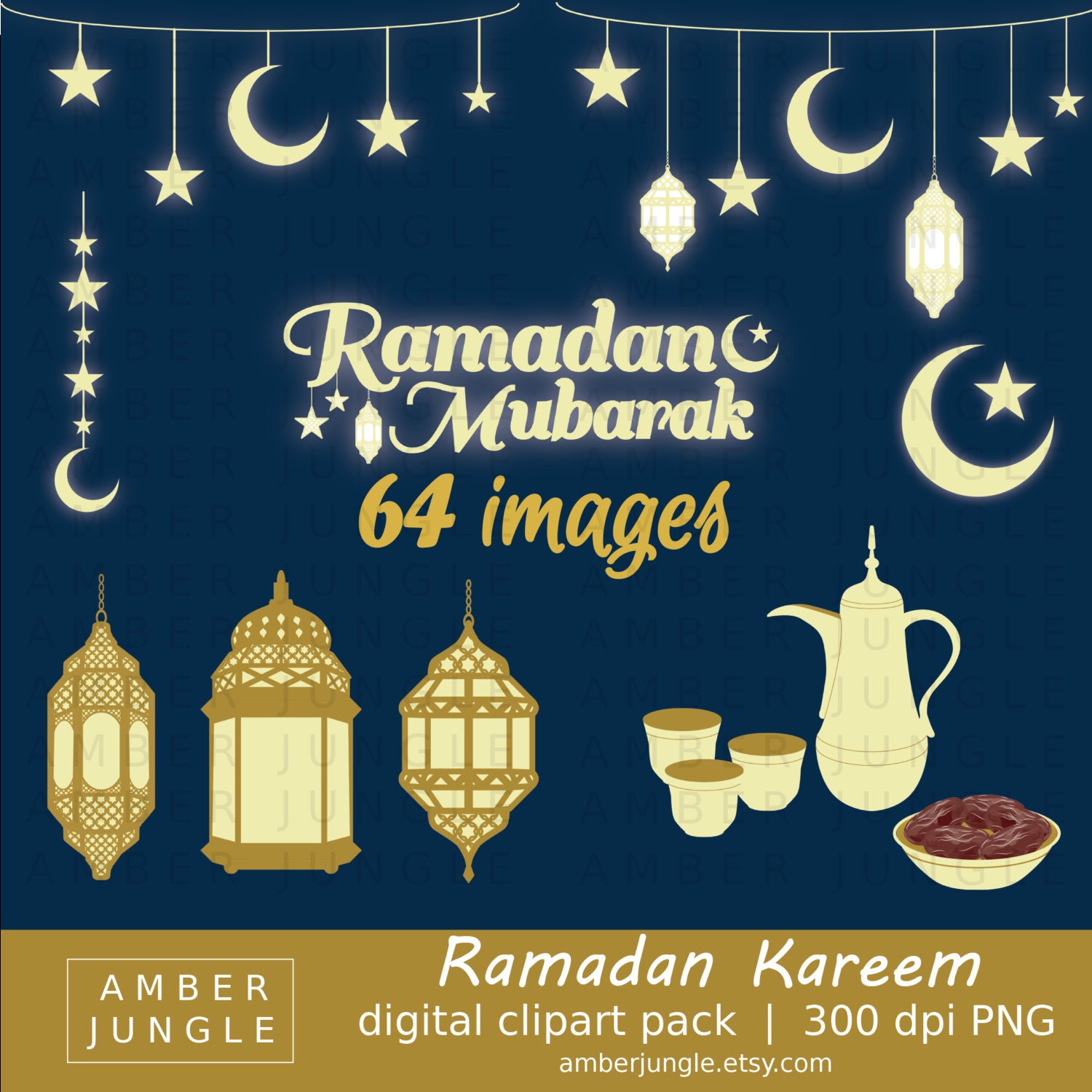 Ramadan Clipart Instant Download! Clip Art Ramadhan Kareem 