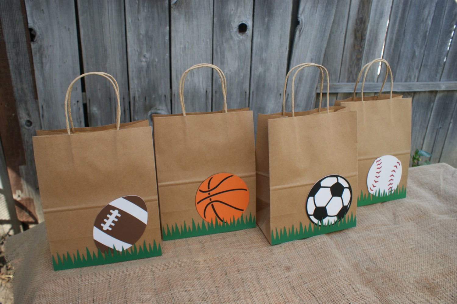 Set of 8 Sports Party Favor Bags Basketball Favor Bags