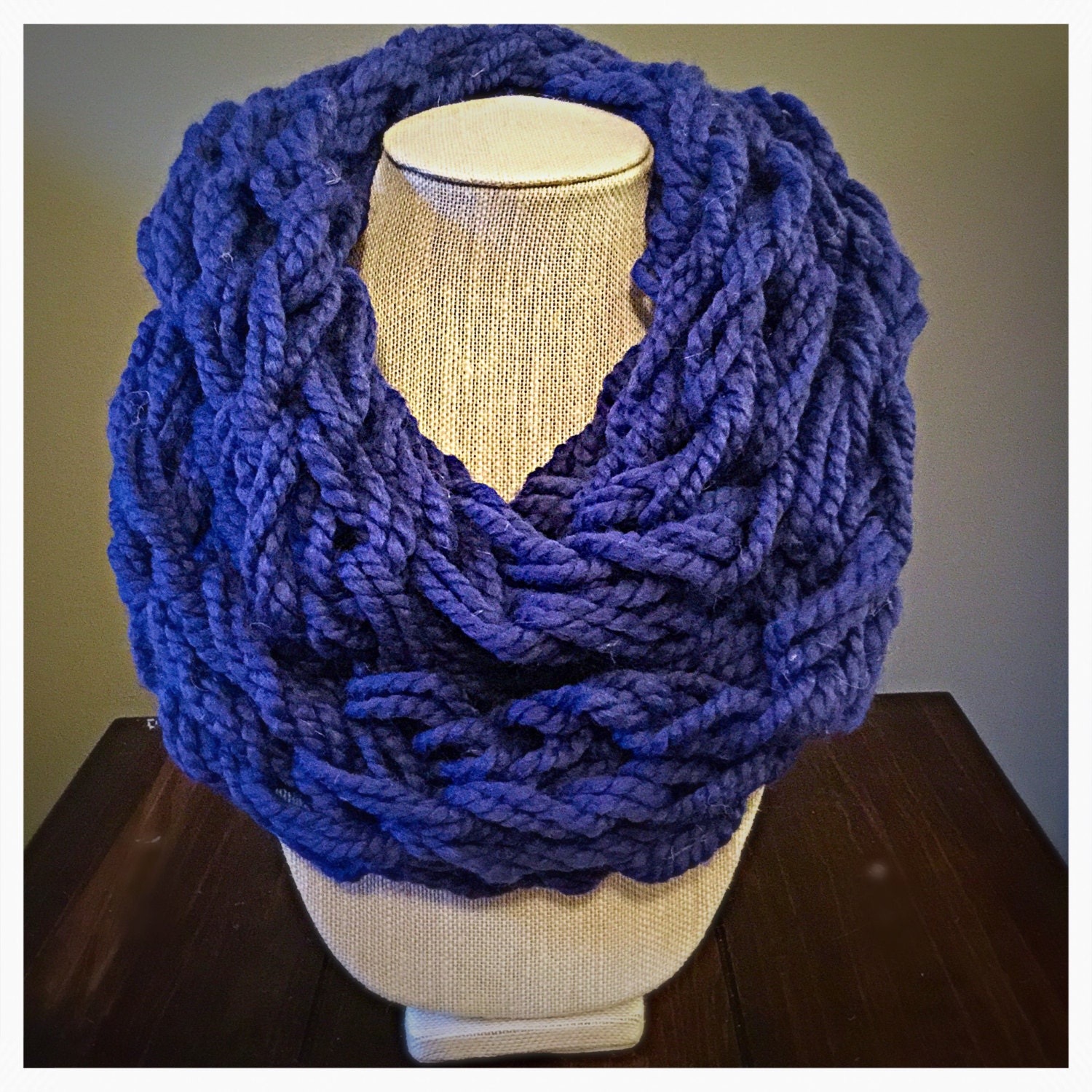 Blue Cozy Arm Knit Infinity Scarf