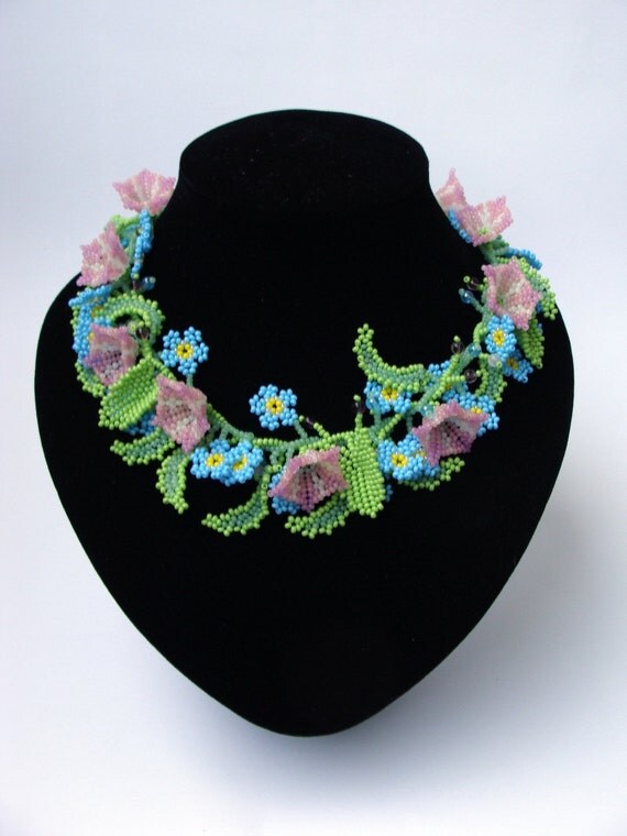 Woven beaded necklace Tenderness Each by TreasuresOfMySoul on Etsy