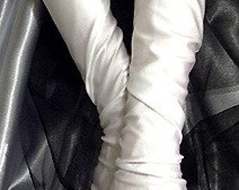 XX Long spandex fingerless gloves White