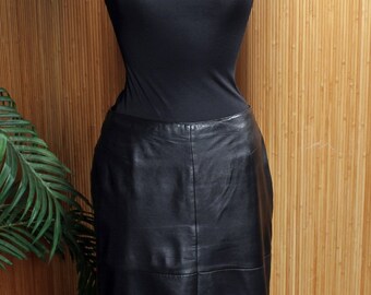 VS2 Long Black Leather Skirt