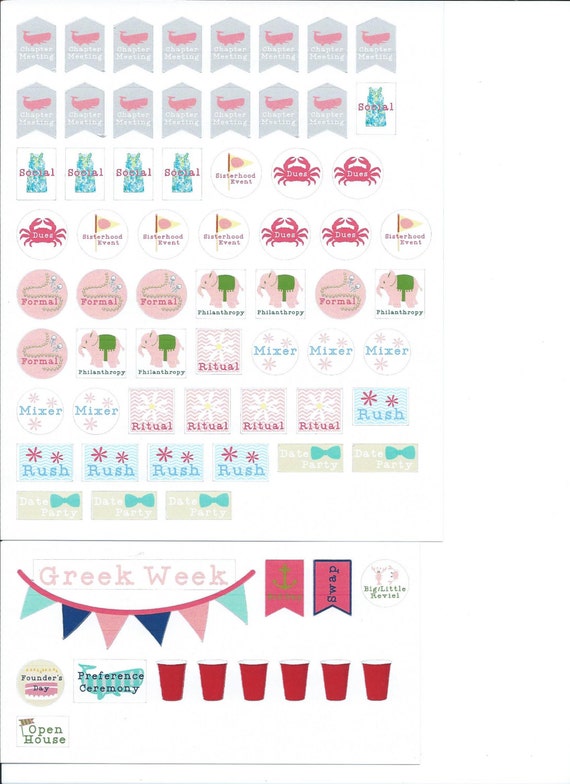 Sorority Planner Stickers College Planner Stickers Agenda