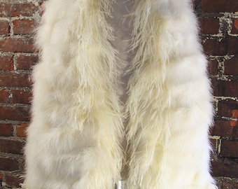 Marabou and Ostrich Shawl in Cream