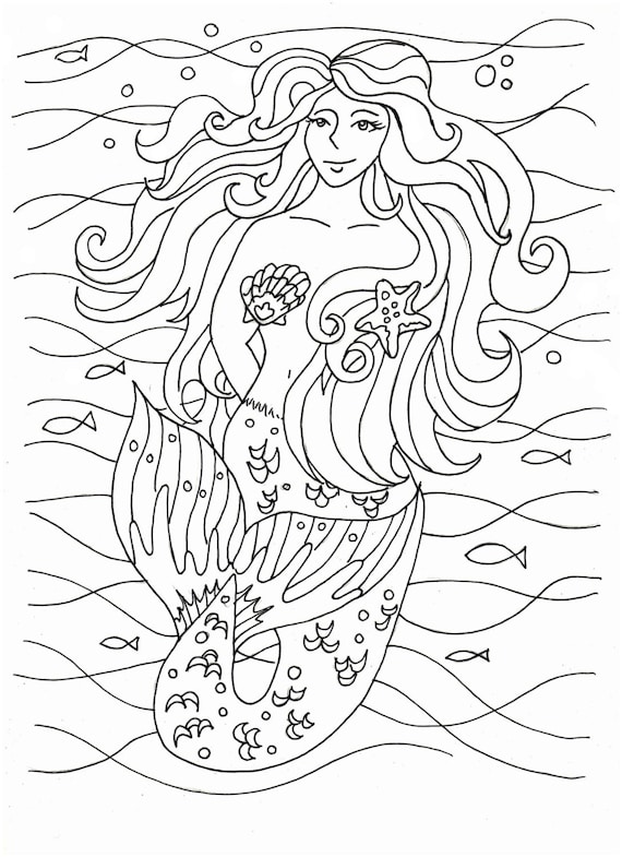 jeanoroberts - 3 Mermaid coloring pages, Mermaid art, digital download ...