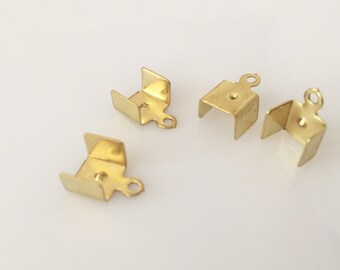 8x11 mm raw brass 50 pcs Fold Over Crimp Head Clasps