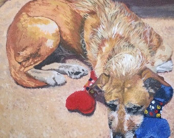Custom pet portrait. Acrylic painting on canvas from your photo. Custom animal painting.