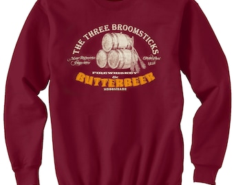 Harry Potter SweatShirt Butterbeer Crewneck. Cotton Burgundy Fleece Sweatshirt. Have A Butterbeer At The Three Broomsticks. Great at Comicon