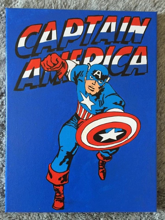 Captain America Hand Painted Comic Book Pop Art Canvas