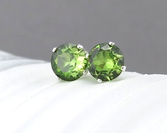 Peridot Stud Earrings Small Silver Earrings Peridot Earrings Post Earrings Green Earrings August Birthstone Jewelry Holiday Gift for Her