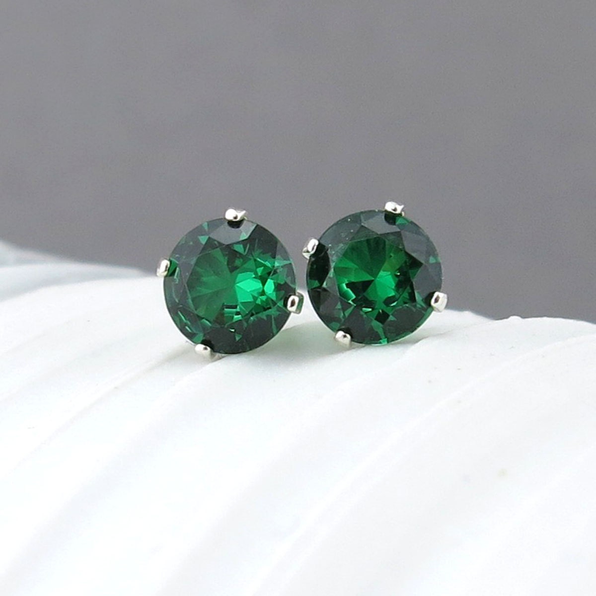 Emerald Earrings Small Silver Earrings Emerald Stud Earrings