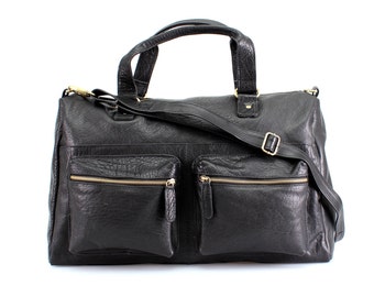 Black Leather Holdall, Travel Bag, Weekend Bag