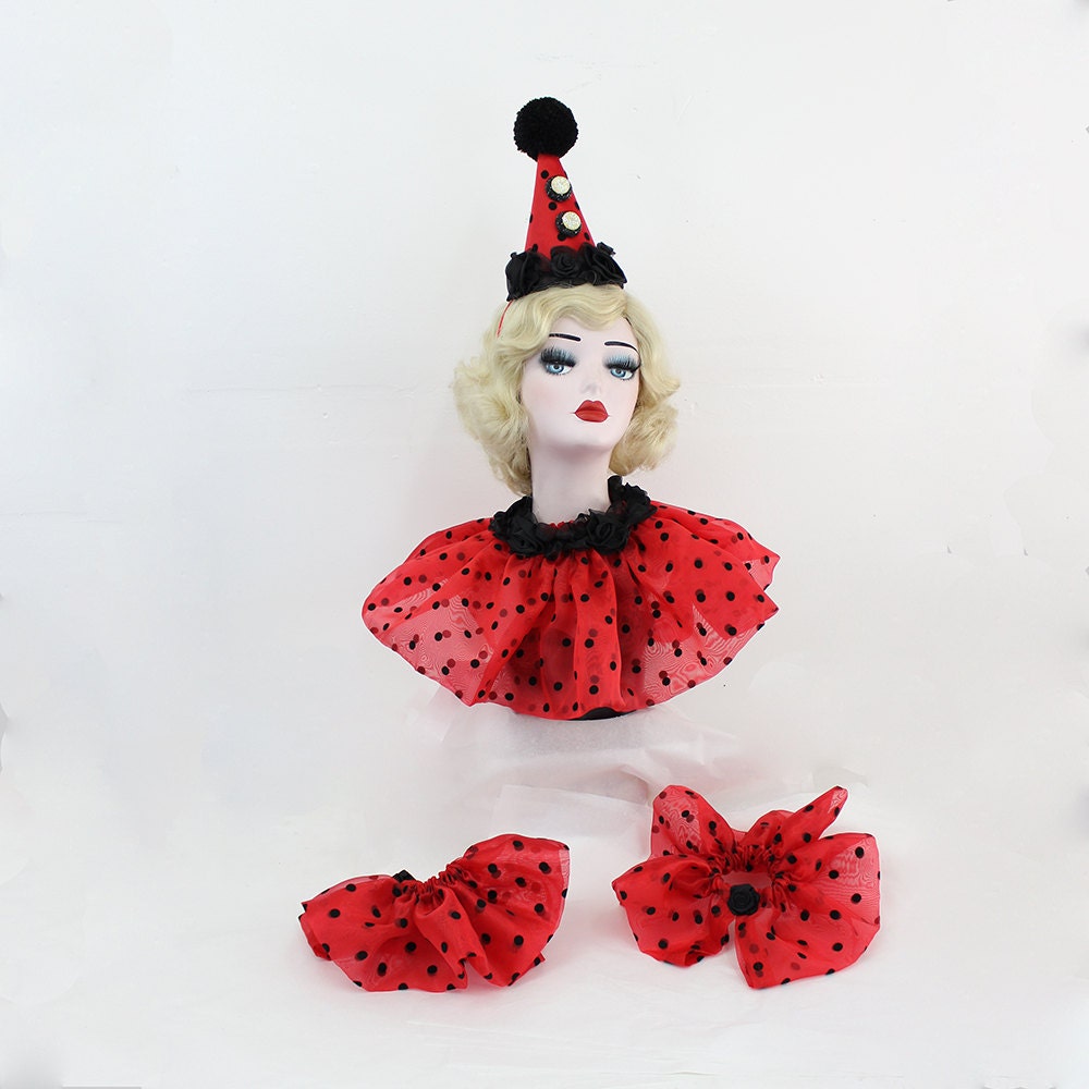 Download Red Clown Hat Collar and Cuffs Circus Costume Carnival