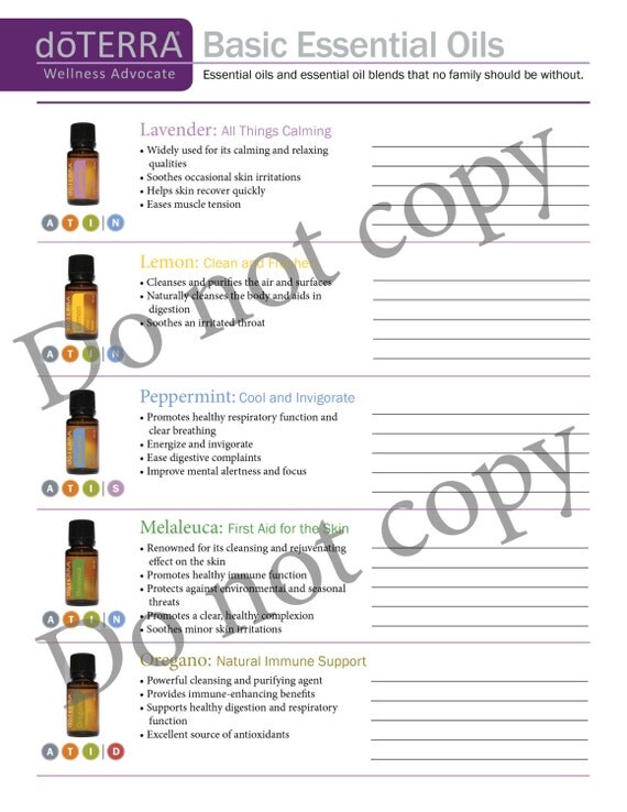 doTERRA Handout: Family Physician Kit by McMillanDesign on Etsy